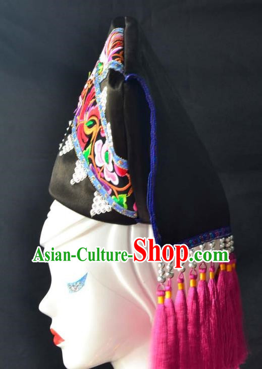 Guangxi Women Adult Minority Performance Hat Zhuang Nationality Folk Song Advanced Embroidery Handmade Headwear