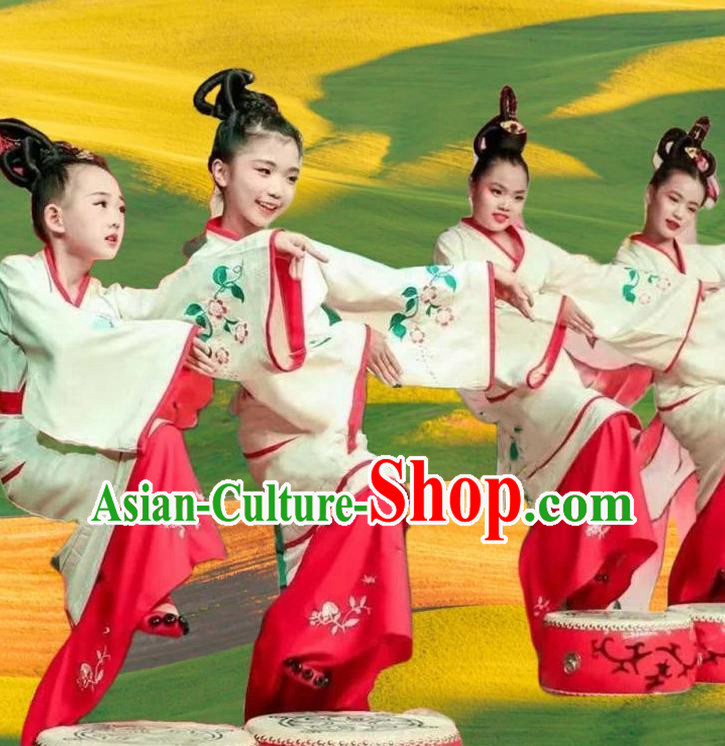 Han And Tang Dynasty Dance Orange Song Performance Costumes Children Classical Ethnic Chinese Style Performance Costumes Children Performance Costumes