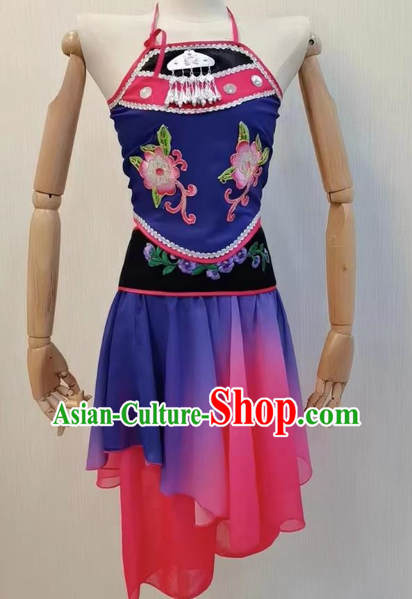 Ethnic Dance Performance Costumes Children Festive Yangko Fan Performance Costumes