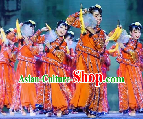 Children South Beauty Classical Dance Costumes Opening Doors Opening Dance National Festive Yangko Fan Dance Costumes