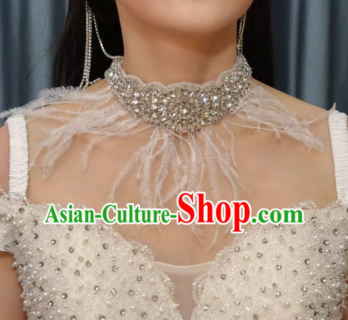Vintage Luxury Dinner Party Feather Tassel Rhinestone Tiara Wedding Accessories Hair Accessories