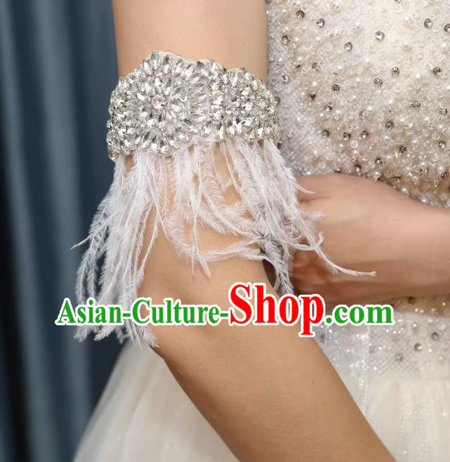 Vintage Luxury Dinner Party Feather Tassel Rhinestone Tiara Wedding Accessories Hair Accessories
