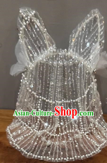 Super Flash Diamond Mesh Rhinestone Sequins Fake Mask Luxury Wedding Dress Heavy Ear Veil Mask Party Halloween
