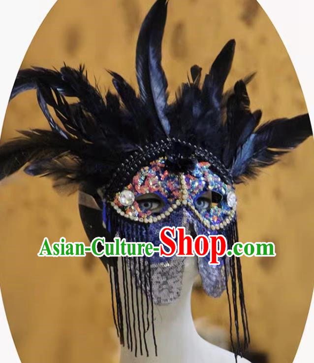 Indian Tribal Ethnic Feather Men's Mask Performance Art Catwalk Party Halloween