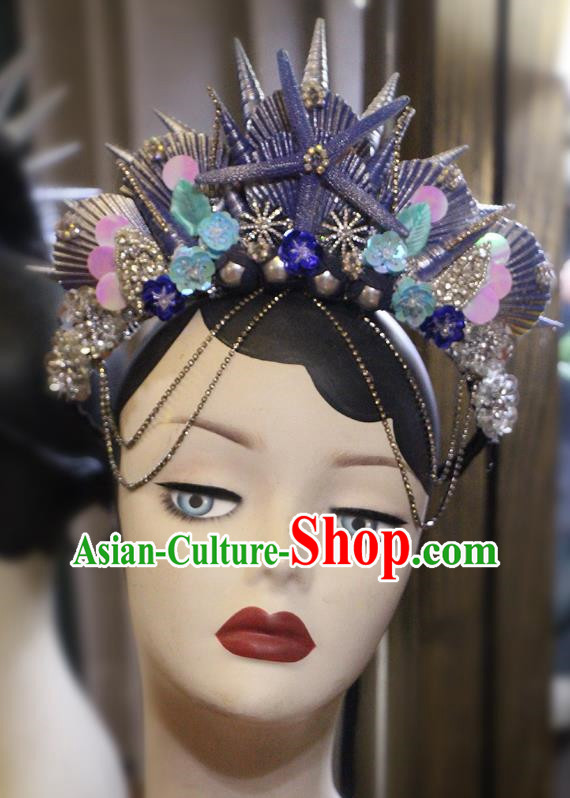 Natural Shell Mermaid Crown Series Fantasy Mermaid Crown Headdress Purple Shell Crown