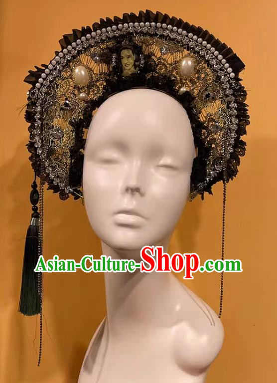 Our Lady's Crown Halo Headdress Exaggerated Design Catwalk Makeup Modeling Pearl Decoration
