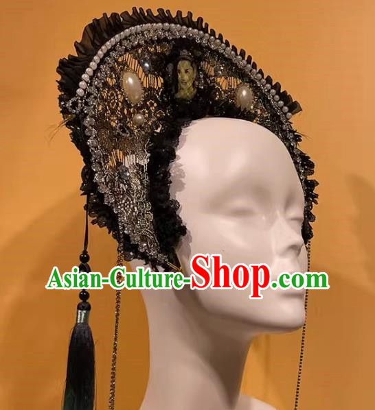 Our Lady's Crown Halo Headdress Exaggerated Design Catwalk Makeup Modeling Pearl Decoration