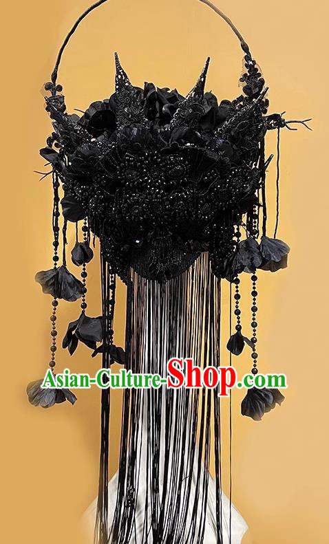 Gothic Masked Hanging Tassel Mysterious Art Eye Catching Exaggerated Mask Catwalk Performance Accessories