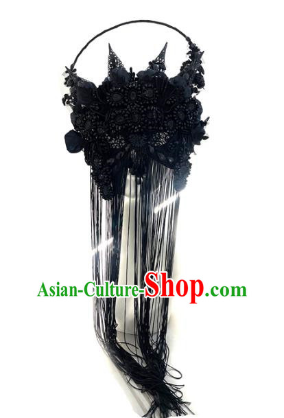 Gothic Masked Hanging Tassel Mysterious Art Eye Catching Exaggerated Mask Catwalk Performance Accessories