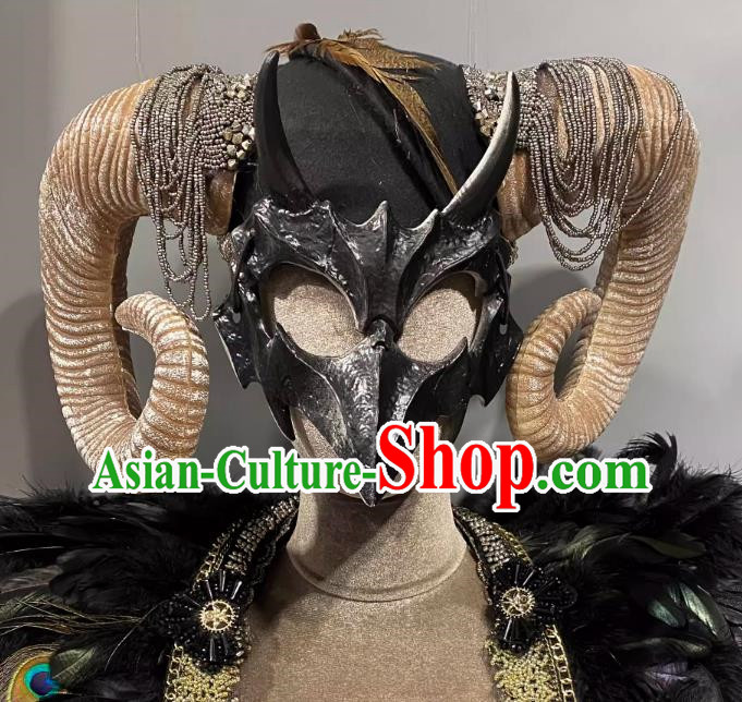 Horn Cosplay Headgear Show Halloween Carnival Dark Demon Horn Mask Party