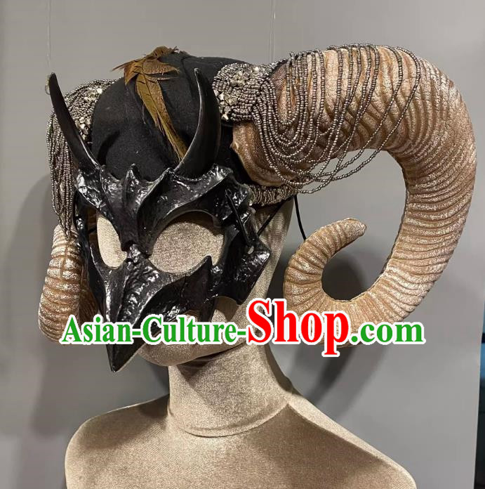 Horn Cosplay Headgear Show Halloween Carnival Dark Demon Horn Mask Party