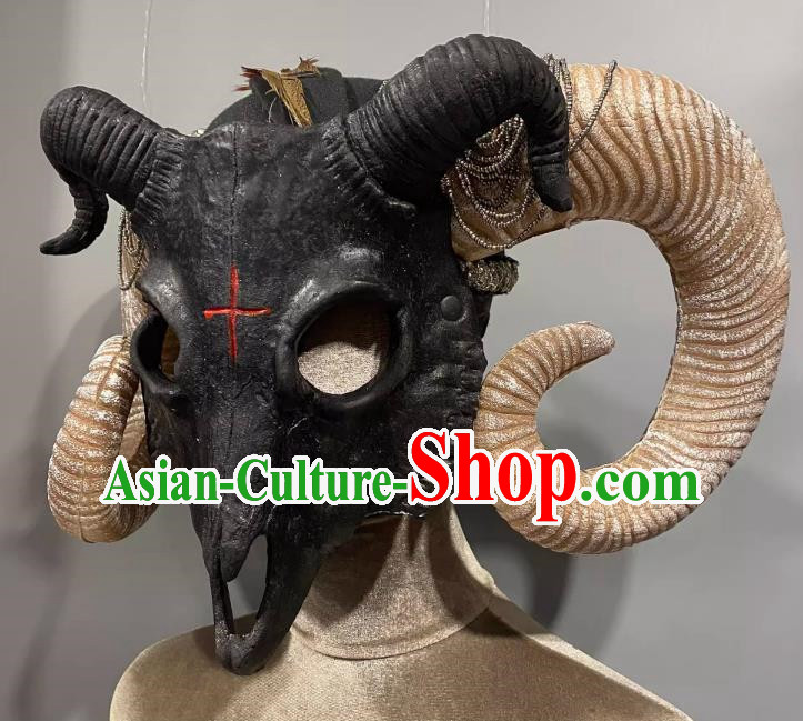 Horn Cosplay Headgear Show Halloween Carnival Dark Demon Horn Mask Party