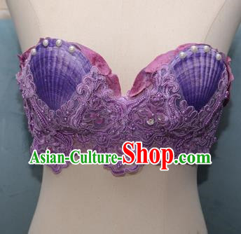 Ocean Wind Mermaid Princess Scallop Bra Natural Shell Bra Pearl Shark Costume