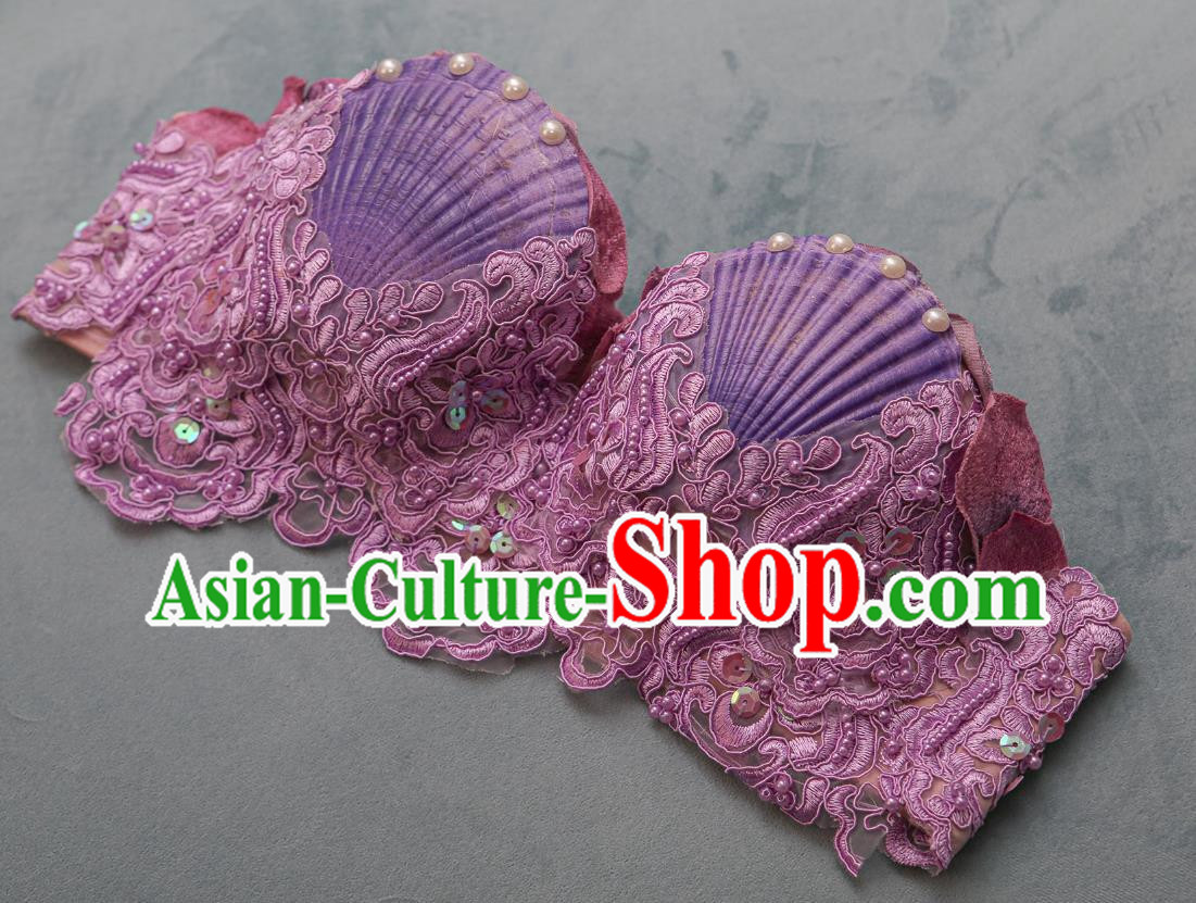 Ocean Wind Mermaid Princess Scallop Bra Natural Shell Bra Pearl Shark Costume