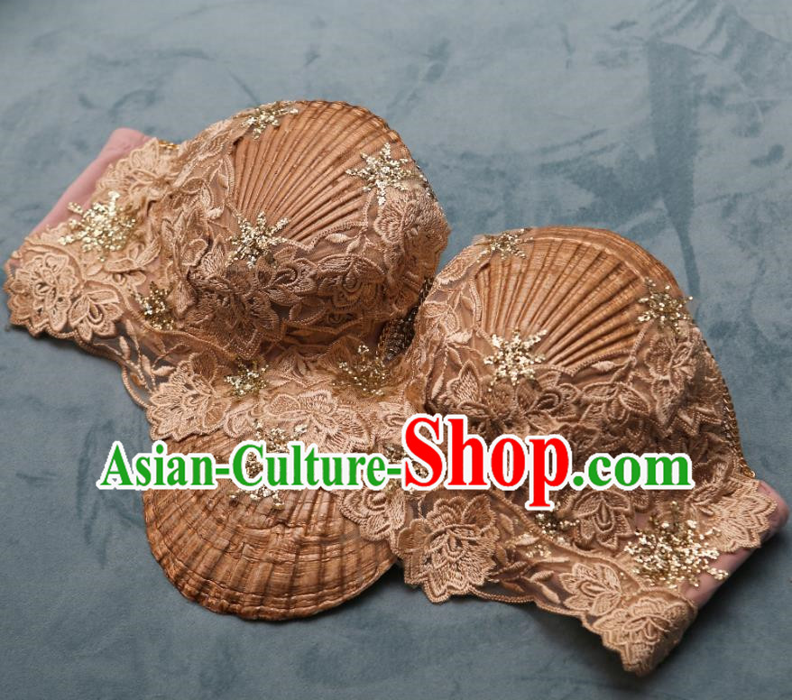 Ocean Wind Mermaid Princess Scallop Bra Natural Shell Bra Pearl Shark Costume