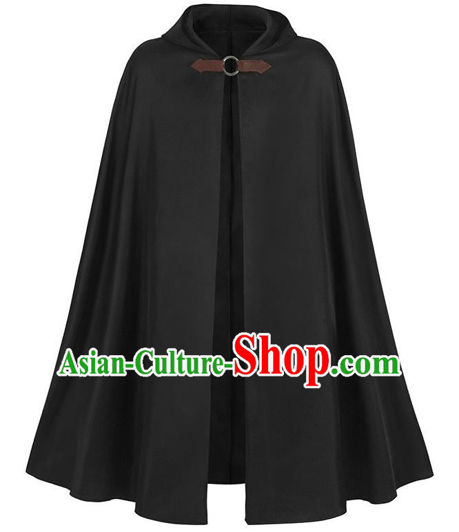 Retro Solid Color Hooded Cloak Halloween Adult Cosplay Ranger Medieval Traveler Cloak Loose Costume