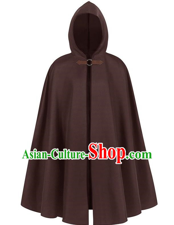 Retro Solid Color Hooded Cloak Halloween Adult Cosplay Ranger Medieval Traveler Cloak Loose Costume