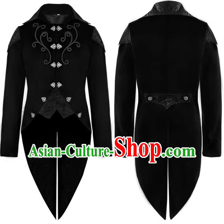 Medieval Retro Dark Tuxedo Dark Gothic Castle Earl Coat Gentleman Stage Performance Suede Dress