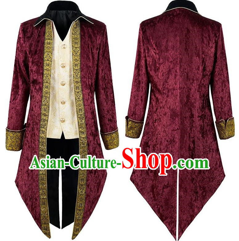 Medieval Velvet Tuxedo Long-Sleeved Ornate Embroidered Court Men Dress European And American Stage Play Costume Large Size