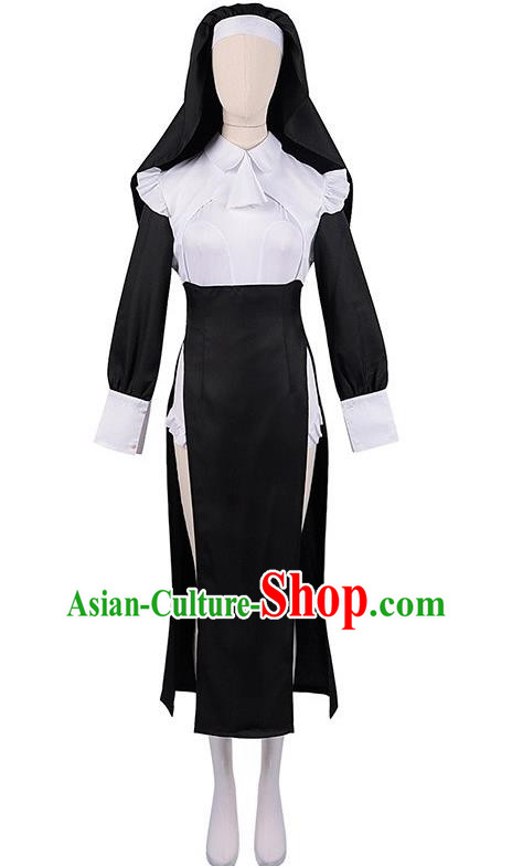 Sexy Nun Costume Cosplay Crazy Monastery Dress Suit Halloween Party Props Costume