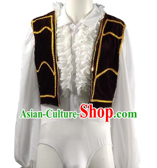 Men Ballet Dance Practice Clothing Long Sleeved Gold Velvet Gymnastics Body Examination Clothing Chinese Dance Clothing