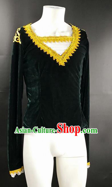 Dark Green Men Ballet Dance Clothing Aerobics Gymnastics Adult Performance Clothing