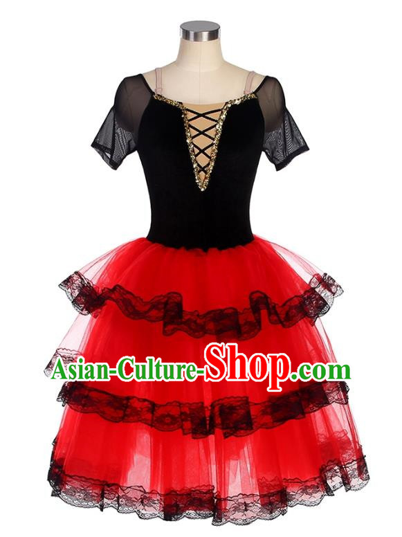Ballet Costume Don Quixote Children Competition Professional Performance Costume Red Tutu Skirt Adult Spanish Dance Skirt