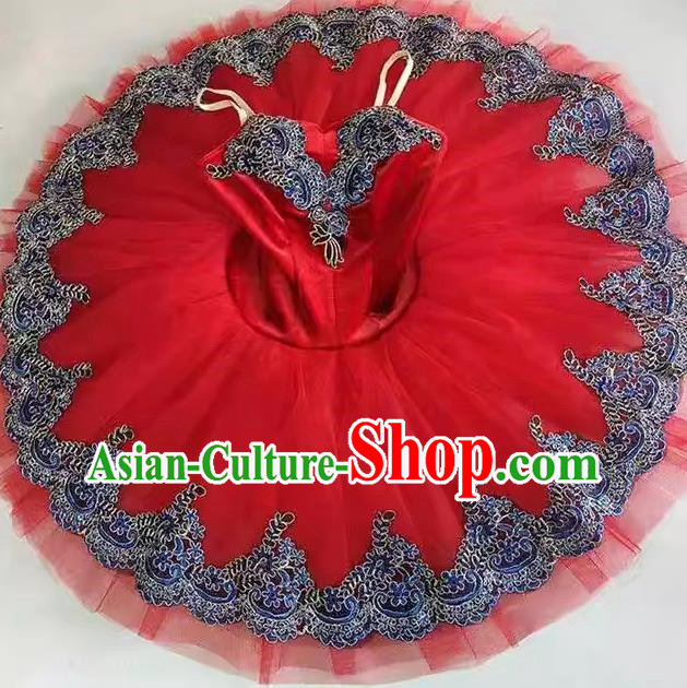 Red Ballet Skirt Adult Competition TUTU Skirt Professional Performance Gauze Skirt Costume Girls