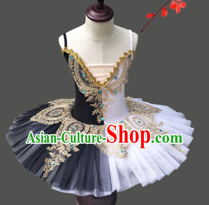 Children Little Swan Dance Sling Ballet Skirt Swan Lake Tutu Skirt Black And White Professional Ballet TUTU Skirt