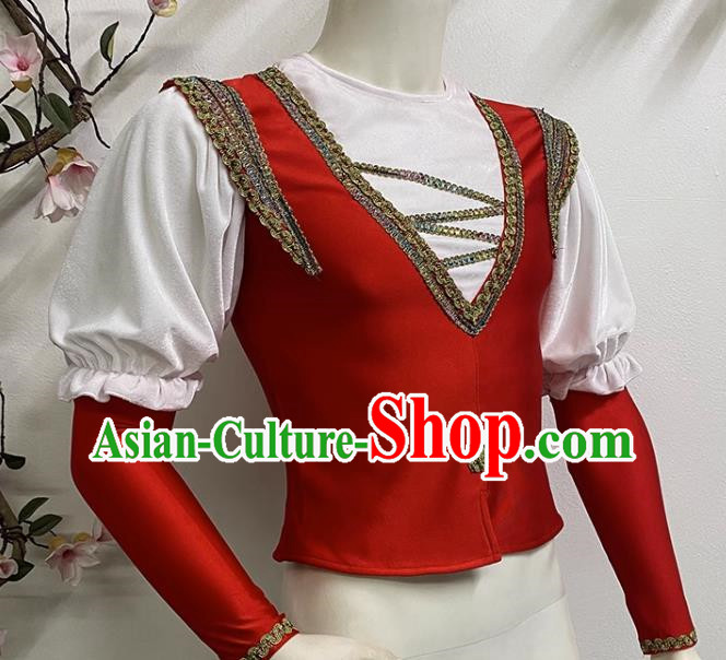 Men Prince Ballet Performance Costume Fake Two Piece Single Top Costume