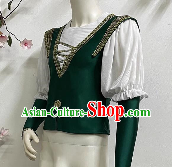 Men Prince Ballet Performance Costume Fake Two Piece Single Top Costume