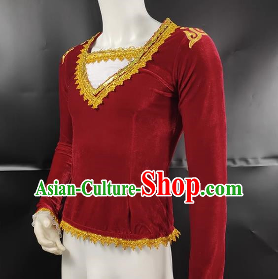Men Ballet Dance Clothing Aerobics Gymnastics Adult Performance Clothing Single Top