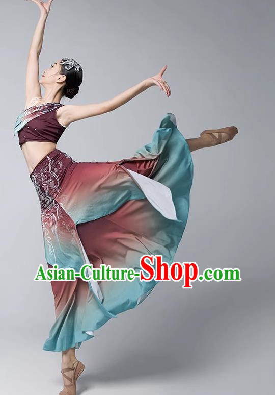 Dai Costume Female Practice Dance Performance Clothing Art Test Practice Skirt Adult Peacock Fishtail Skirt Performance Clothing