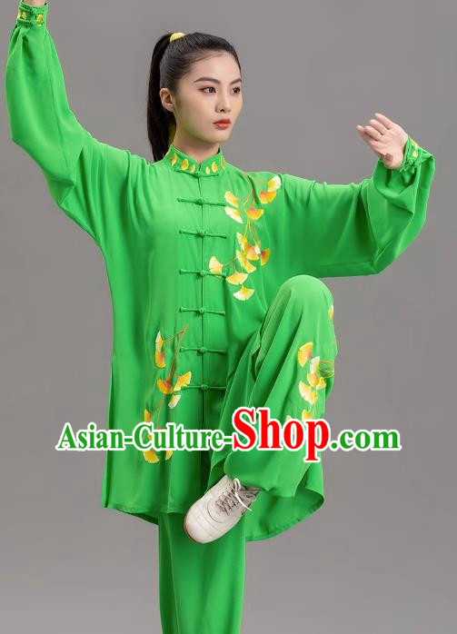 Green Embroidery Show Tai Chi Suit Team Competition Tradition