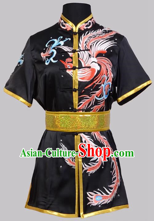 Martial Arts Nanquan Changquan Practice Children Competition Performance Colorful Clothes Embroidered Red Phoenix Black Men And Women Adults