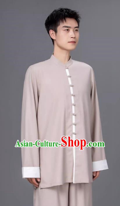 Tai Chi Clothing Cotton Linen Practice Clothing Long Sleeved Performance Clothing Tang Suit Chinese Men