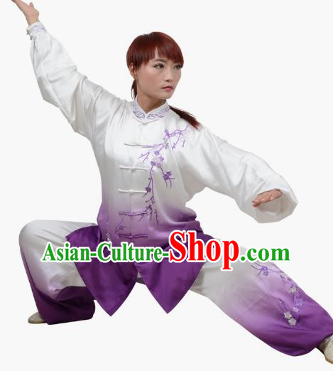 Tai Chi Clothes Winter Plum Herald Spring Embroidered Practice Clothes Spring And Summer Gradient Transitional Colors