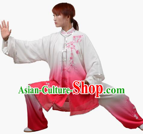 Three Piece Suit Of Tai Chi Clothing Hanmei Heralds Spring Embroidery Practice Clothing Spring And Summer Styles Gradient Transition Color Veil For Men And Women The Same Style