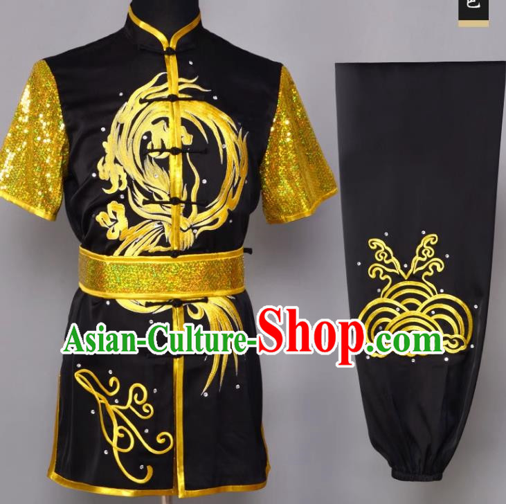 Martial Arts Performance Clothing Chinese Style Embroidery Short Sleeved Long Boxing Competition Performance Clothing Exercise Clothing Male