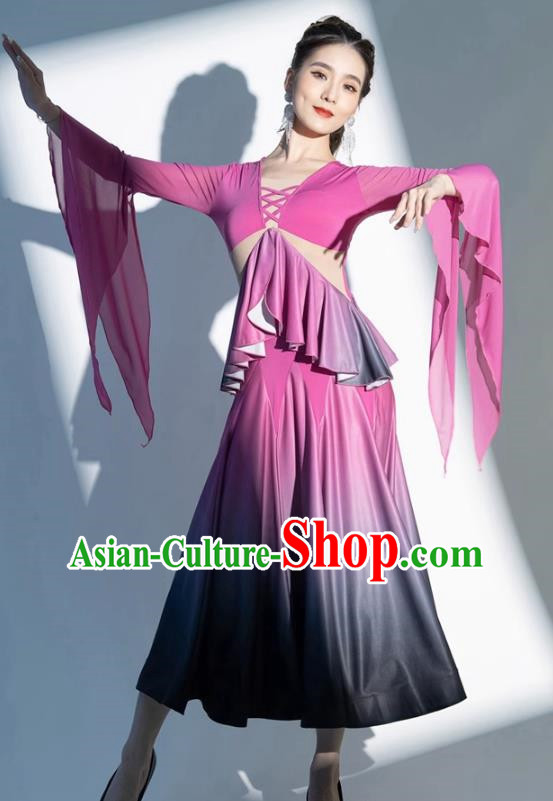 Modern Dance Skirt Women New National Standard Dance Waltz Ballroom Dance Latin Dance Gradient Big Swing Practice Dress