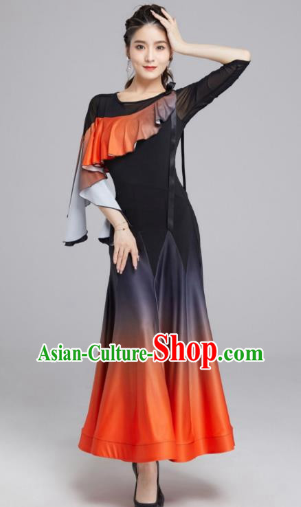 Modern Dance Skirt Female Latin Dance National Standard Dance Waltz Ballroom Dance Gradient Large Swing Skirt Practice Performance Clothing