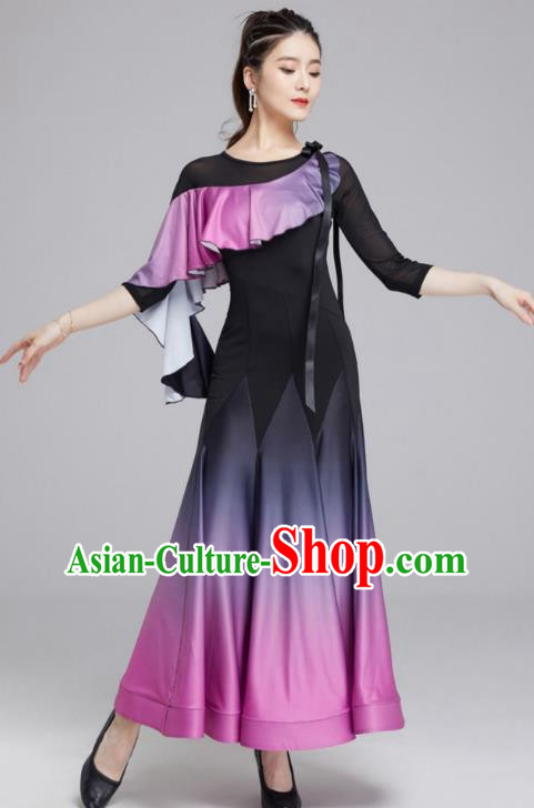 Modern Dance Skirt Female Latin Dance National Standard Dance Waltz Ballroom Dance Gradient Large Swing Skirt Practice Performance Clothing
