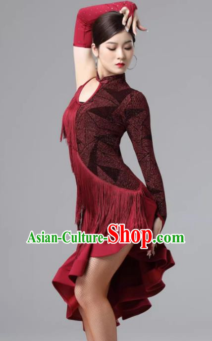 Latin Dance Skirt Performance Out Service Female Adult Group Professional Competition Dance Sexy Fringed Dress