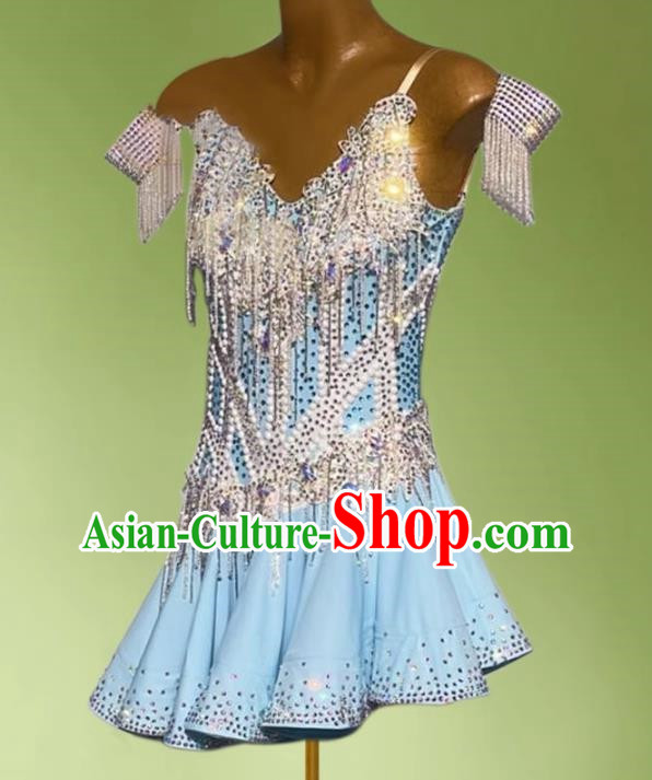 Latin Dance Costume Girls Competition Flower Costume Sling Performance Hot Diamond Children Costume Adult