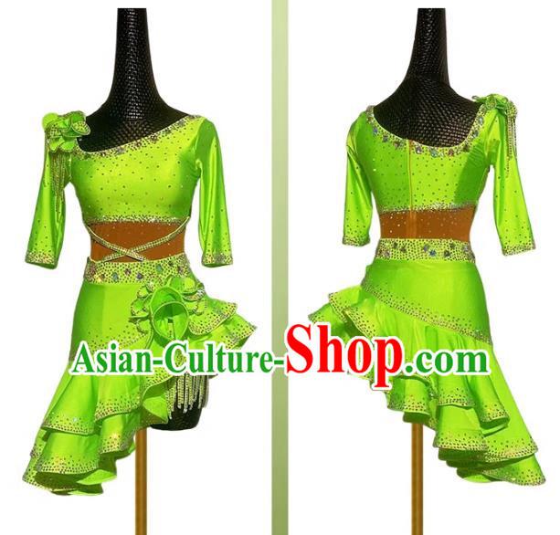 Latin Dance Performance Clothing High End Girls With Diamond Competition Flower Clothing Adult Performance Advanced Version Chacha