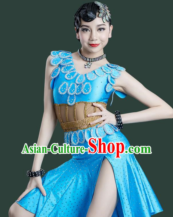Latin Dance Competition Flower Costume With Diamond Performance Costume Professional Adult Senior Costume