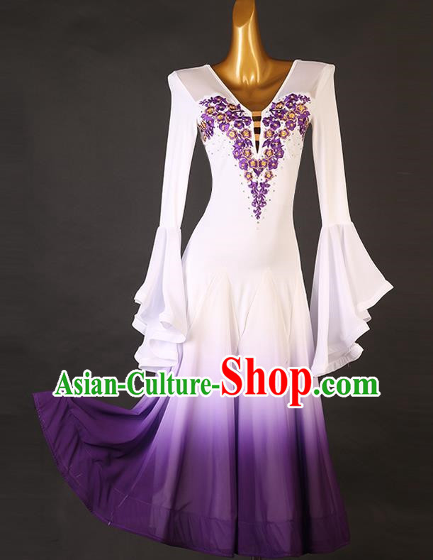 White Modern Dance Dress Competition Clothing High End Performance Clothing Professional National Standard Dance Big Swing Skirt Waltz