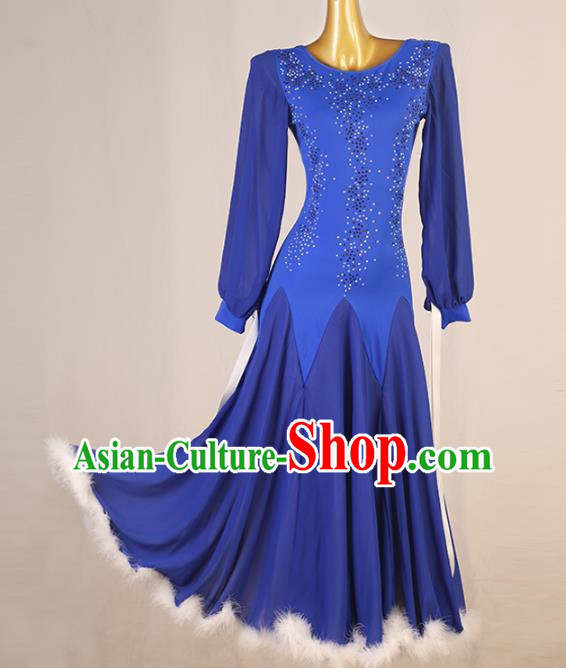 Modern Dance Dress Performance Competition Suit Feather Waltz Ballroom Dance Big Swing Skirt National Standard Dance Skirt