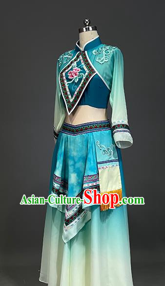 Bamboo Hat Dance Country New Face With The Same Style Of Tea Picking Farmers Harvest Dance Ethnic Embroidery Big Swing Dance Skirt