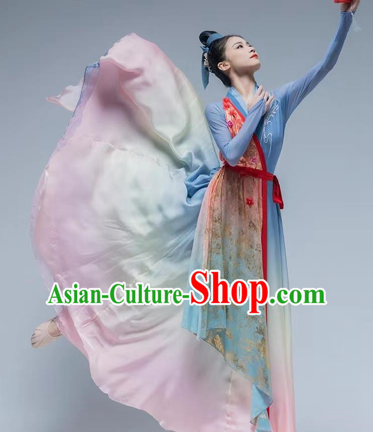 Classical Dance Performance Costume Peach Red Paper Dance Costume Art Test Solo Dance Competition Costume